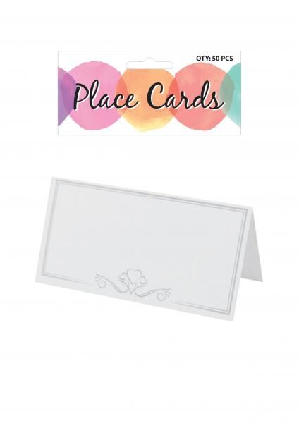 Wei&szlig;er Tischkarten-Set, 9,6 x 4,8 cm - Platzkarten f&uuml;r Hochzeiten und Veranstaltungen