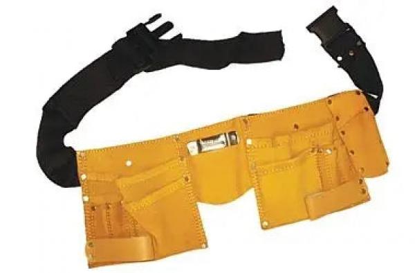 WERKZEUGGURTEL LEATHER: Hochwertiger Leder Werkzeugg&uuml;rtel: Strapazierf&auml;hige Werkzeugtasche f&uuml;r Handwerker, Bauarbeiter & Heimwerker