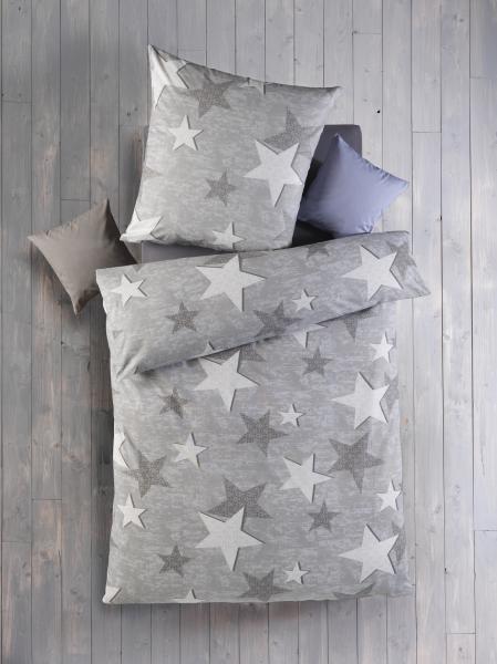 Renforc&eacute; Bettw&auml;sche 2tlg. - Stars-grau
