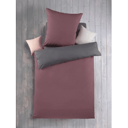 Renforcé Bettwäsche 2tlg. Uni-Wende - Rosenholz/Anthrazit
