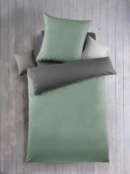 Renforc&eacute; Bettw&auml;sche 2tlg. Uni-Wende - Salbei/Grau