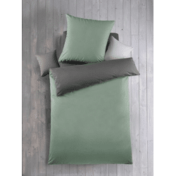 Renforcé Bettwäsche 2tlg. Uni-Wende - Salbei/Grau