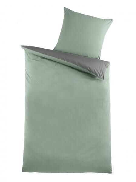 Renforc&eacute; Bettw&auml;sche 2tlg. Uni-Wende - Salbei/Grau