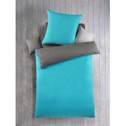 Renforcé Bettwäsche 2tlg. Uni-Wende - Stahlgrau/Petrol