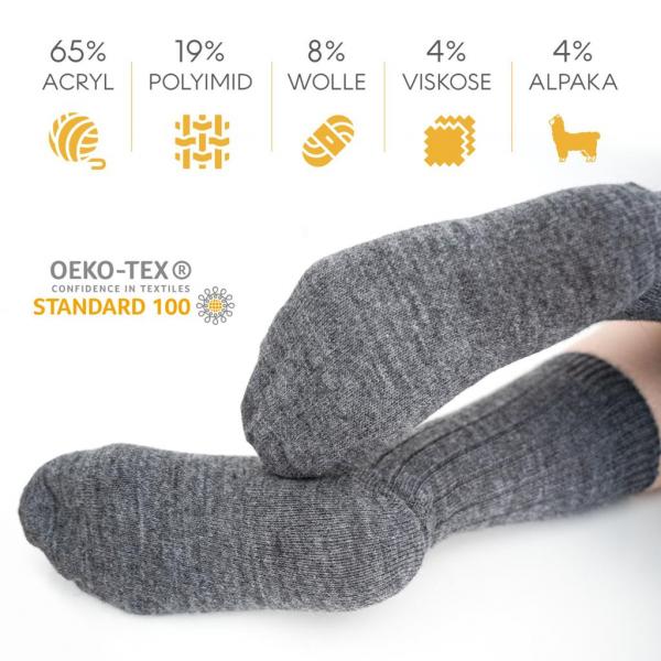 Xobs.eu – 3 Paar Extra Bequeme Alpaka Socken – Atmungsaktive Wollsocken – Warme Socken Damen – Wintersocken Herren – sanftes Tragegefühl – T