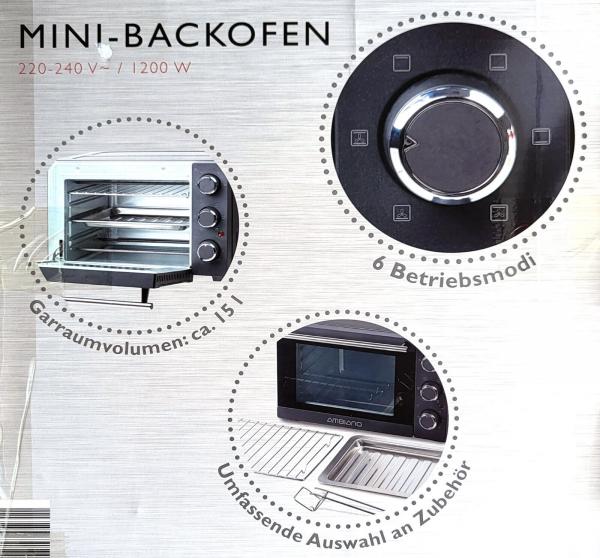 Ambiano Mini-Backofen ✔1200W ✔15L ✔ NEU & OVP