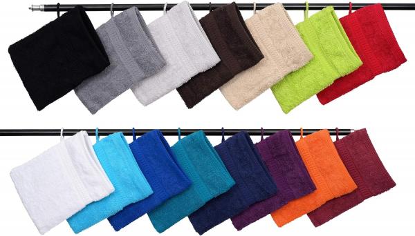 10er Set Waschhandschuhe Waschlappen 16x21 cm | 100% Baumwolle Frottier | Oeko-TEX® Standard 100 | Premium Qualität 500 g/m²