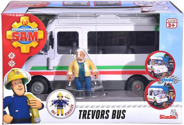 Simba 109251073 - Feuerwehrmann Sam: Trevors Bus mit Figur