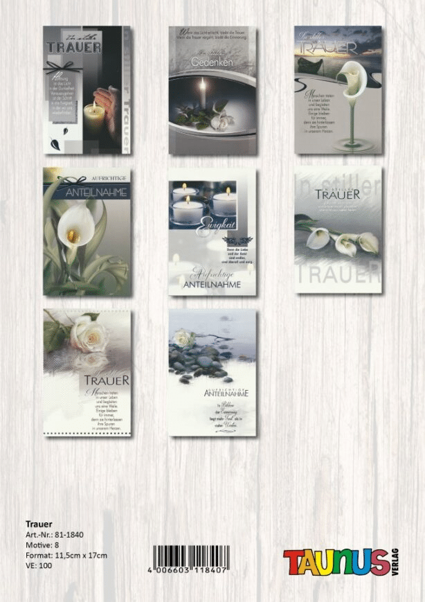 Funeral card - 100 pieces - 8 motifs