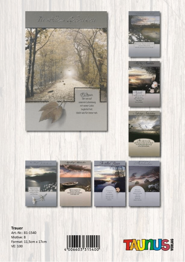 Funeral card - 100 pieces - 8 motifs