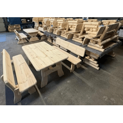 Gartenmöbel Fichtenholz Set Handarbeit Geschliffen NEU