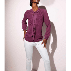 Bluse m. Stickerei + Top, beere