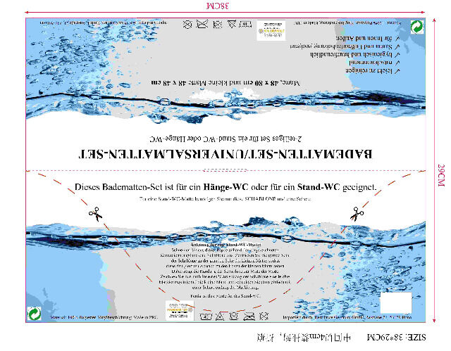 2-tlg. Badematten-Set GEOMETRIE, Vorleger für Hänge- oder Stand-WC, Mindestbestellmenge nur 48 St. 