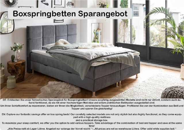 Betten Angebot, Boxspringbetten mit Bettkasten, Matratze und wahlweise Topper