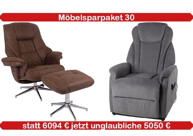 Möbelpaket mit Sessel, TV-Sessel, Relaxsessel und Chefsessel verschiedene Modelle