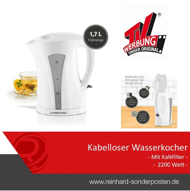 Wasserkocher mit Kalkfilter - 1,7l - weiß/grau