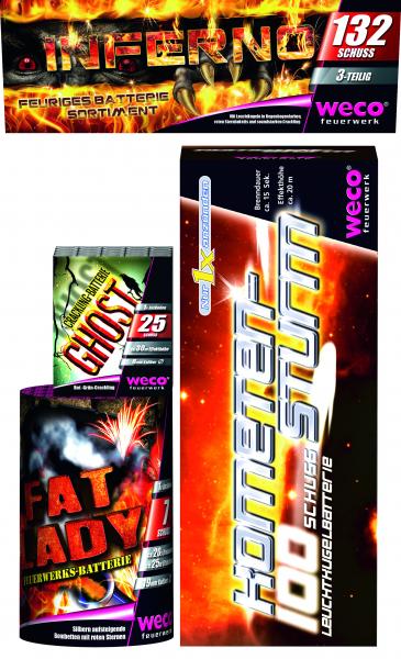 Inferno, 3-tlg. Batteriesortiment Feuerwerk
