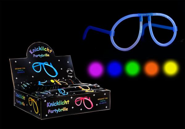 Knicklicht Partybrille sort 5 farb. im Display