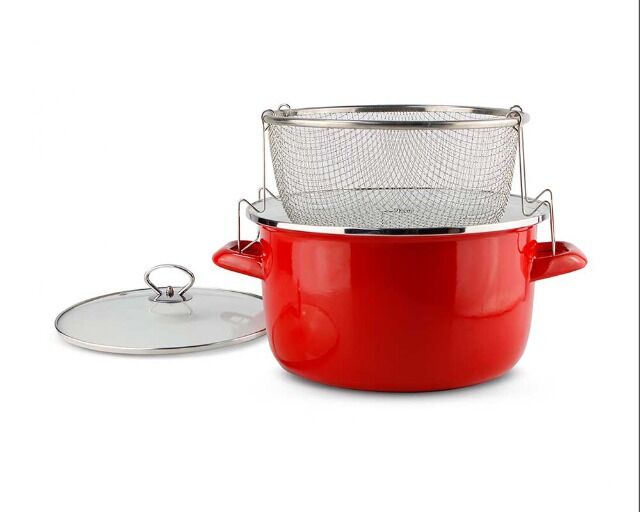 Deep frying pot 5lt. 26x14cm Metallic Red