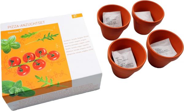 Pizza-Set, 12-tlg. Anzuchtset Basilikum Oregano Tomate