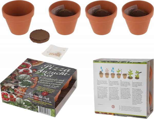 Pizza-Set, 12-tlg. Anzuchtset Basilikum Oregano Tomate