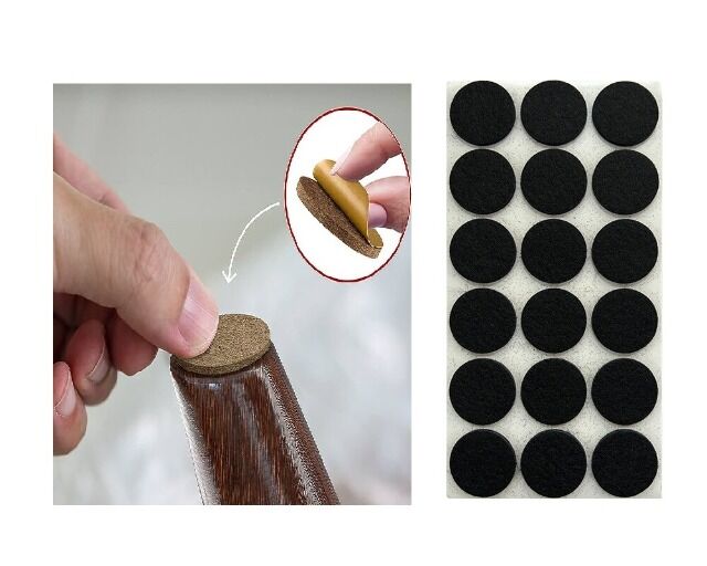 18-tlg. Filz Bodengleiter-Set Rund Schwarz