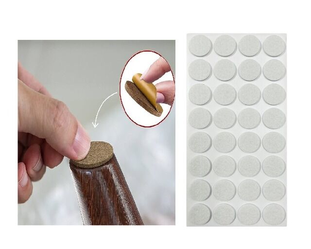 32-tlg. Filz Bodengleiter-Set Rund Weiß