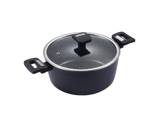 Bratentopf mit Deckel Marble Black 20cm