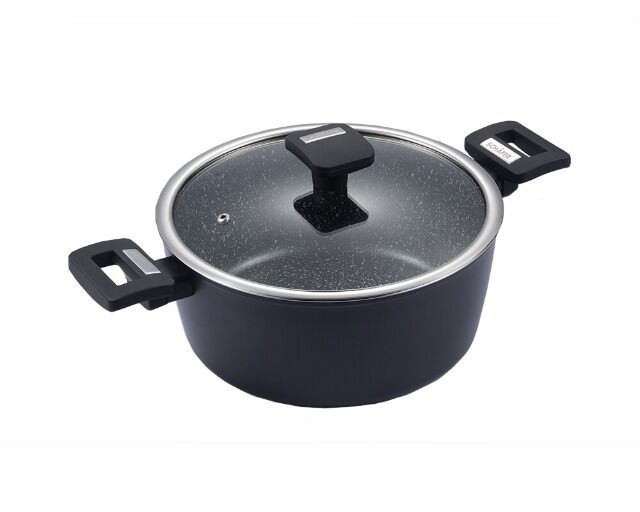 Bratentopf mit Deckel Marble Black 24cm