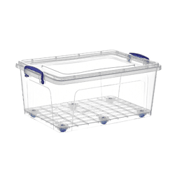 Aufbewahrungsbox mit Rollen transparent 40 Liter