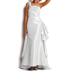 Evening dress with train, cream