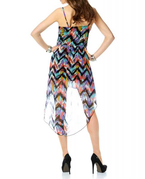 Asymmetrisches Chiffonkleid, bunt