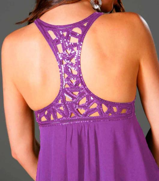 Chiffon evening dress with sequins, purple