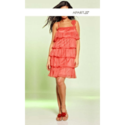 Chiffon-Volantkleid, hummer