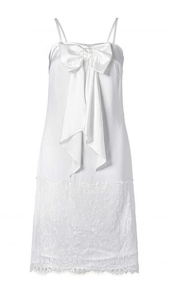 Chiffonkleid m. Spitze, creme