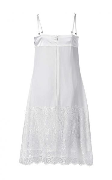 Chiffonkleid m. Spitze, creme