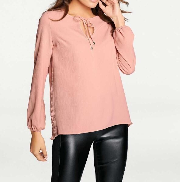 Designer-Bluse m. Plissee, rosé