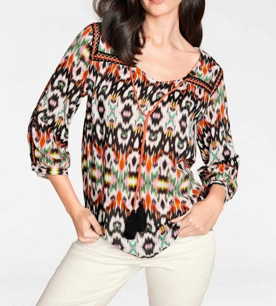 Designer-Druckbluse, bunt