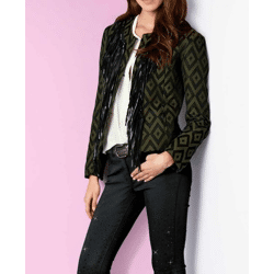 Designer-Jacquard-Blazer, oliv-schwarz