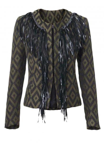 Designer-Jacquard-Blazer, oliv-schwarz