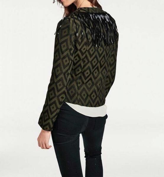 Designer-Jacquard-Blazer, oliv-schwarz