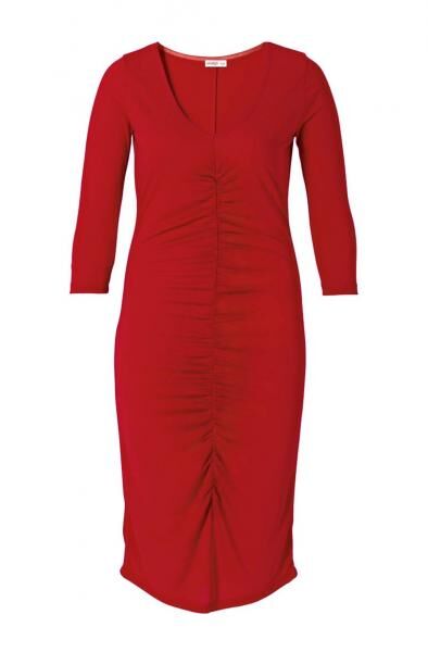 Designer-Kleid m. Raffungen rot