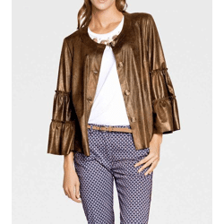 Designer-Lederimitatjacke, cognac