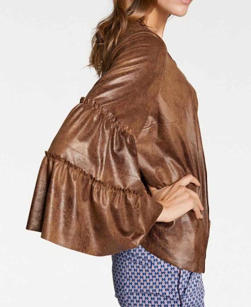 Designer-Lederimitatjacke, cognac
