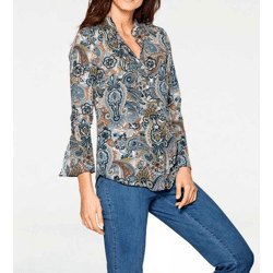 Designer-Schluppen-Druckbluse, bunt