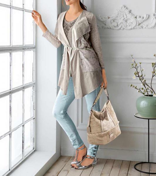 Designer-Shirt-2-Teiler, stein