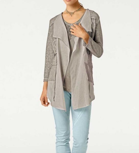 Designer-Shirt-2-Teiler, stein