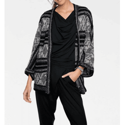 Designer-Strickjacke, schwarz-stein