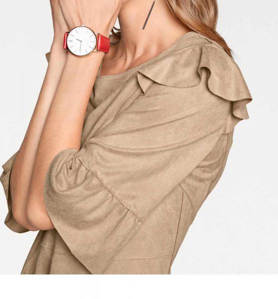 Designer-Velourslederimitatkleid, sand