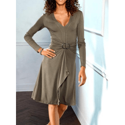 Designer-Volantkleid, taupe